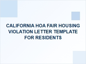 California Hoa Fair Housing Violation Letter Template for Residents