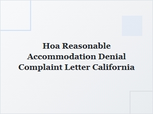 Filing a Complaint for Denied Hoa Accommodation in California