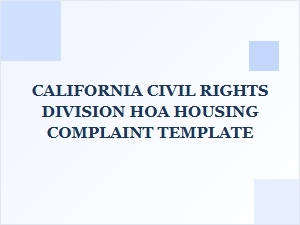 California Civil Rights Division Hoa Housing Complaint Template